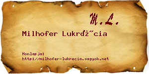 Milhofer Lukrécia névjegykártya